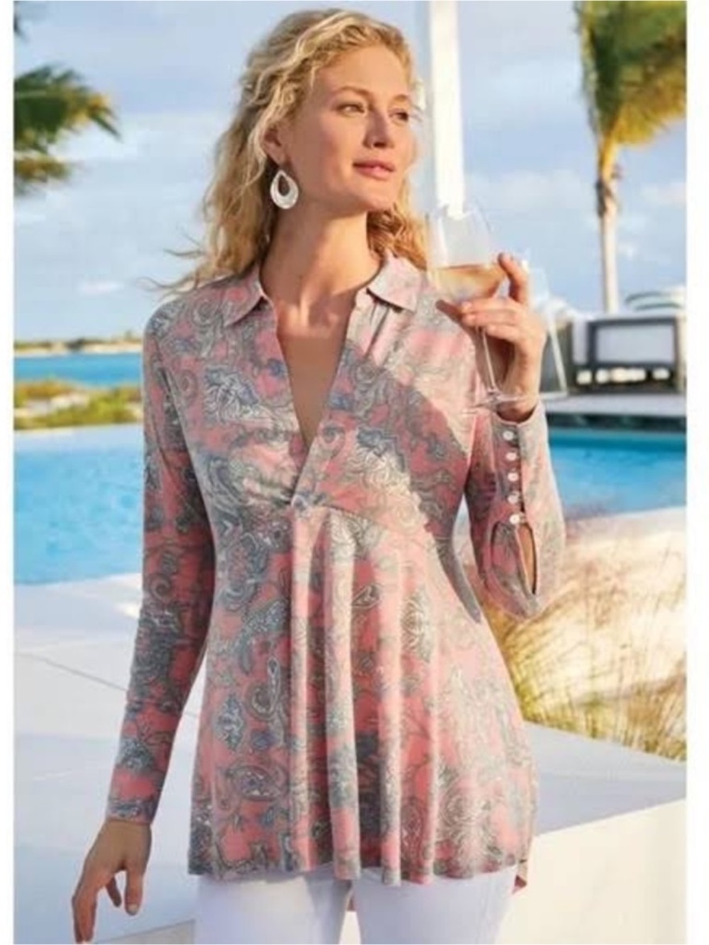 Soft Surroundings Philippa Paisley Tunic Top